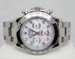 Buy Copy Rolex Stainless Steel Daytona Watch: White Face Arabic Markers